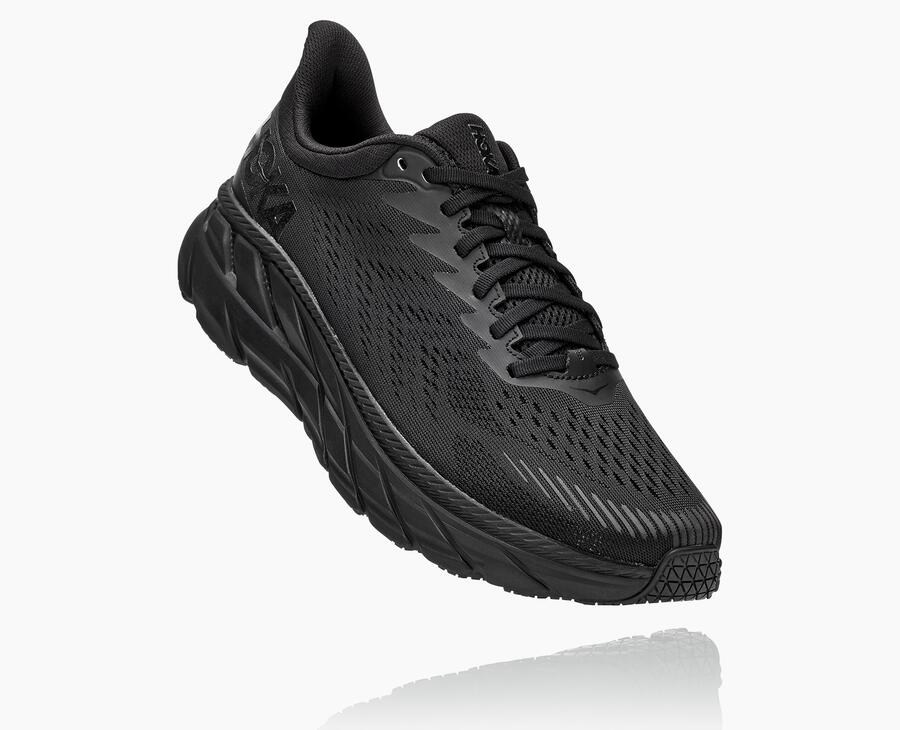 Hoka Australia One One Clifton 7 - Mens Running Shoes Black - KDCSO-3182